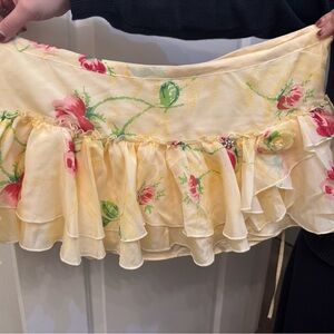 Abercrombie & Fitch A&F Vintage Y2K Floral 100% SILK Ruffle Mini Skirt Large NWT